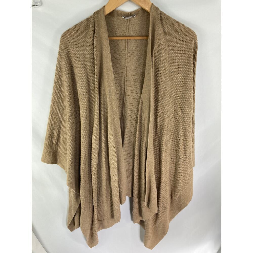 J Jill Draped Knit Brown Sweater Cotton Silk Wool Blend OS